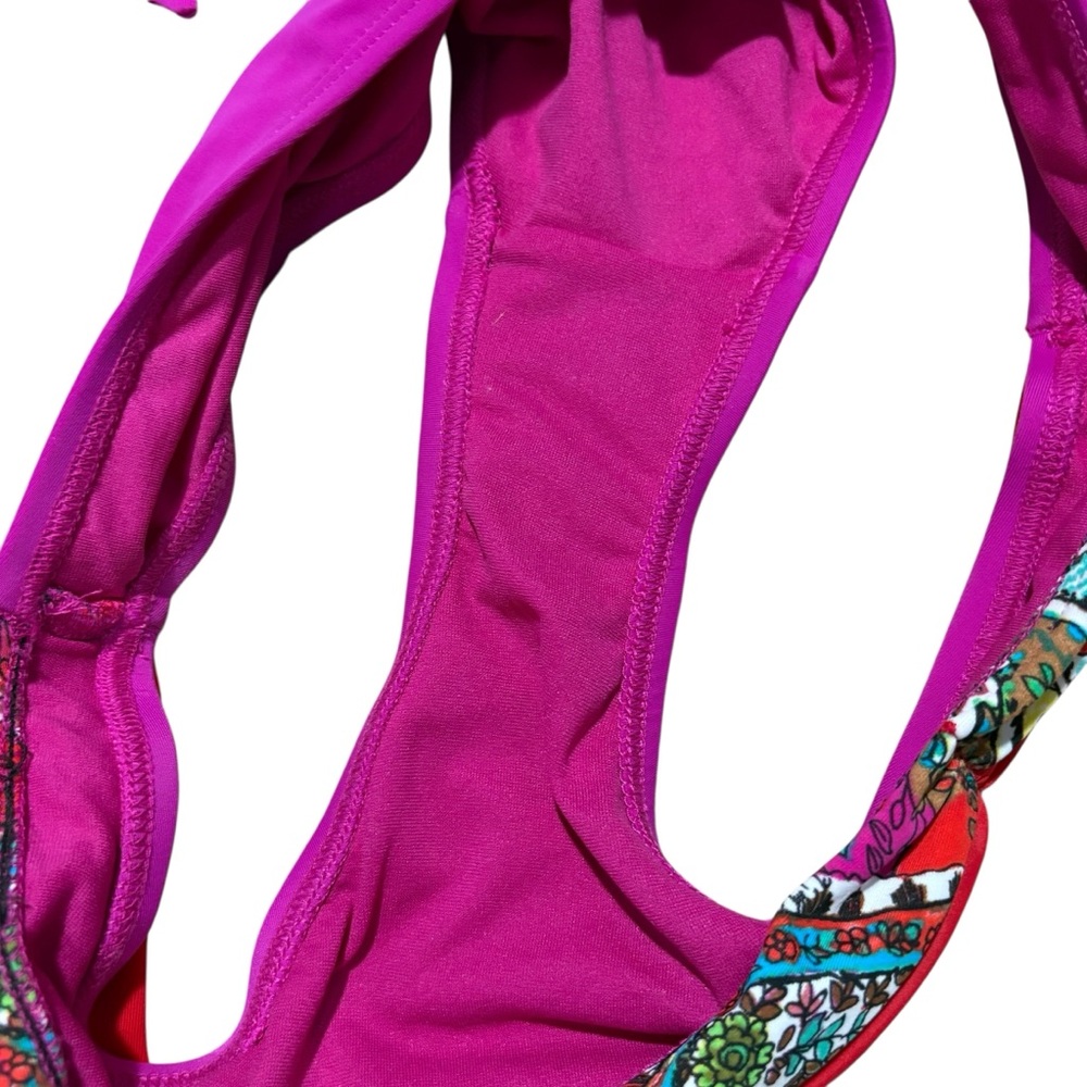 BECCA Beach | Rebecca Virtue Magenta & Red Paisley Colorblock Bikini size M NEW - Picture 12 of 13